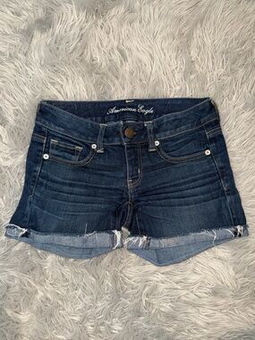 American Eagle Outfitters Dark Blue Denim Cutoff Shorts